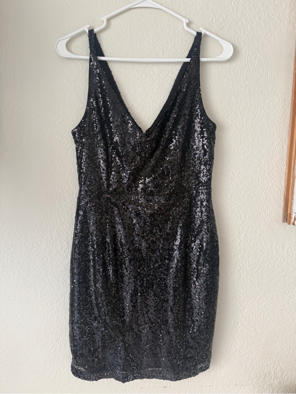 Lulu's Black Sequin Cowl Neck Mini Dress